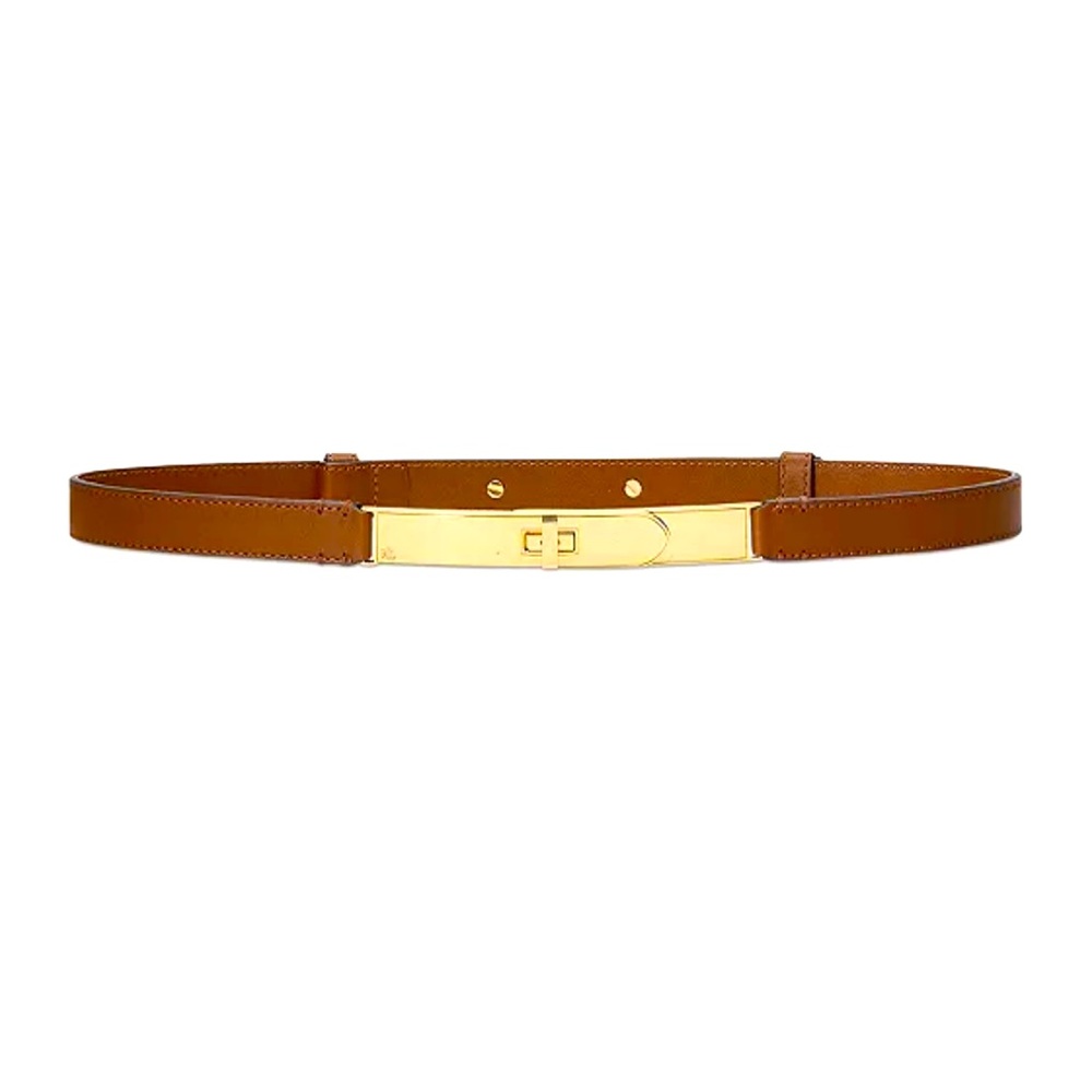 Lauren Ralph Lauren Turn-Lock Leather Skinny Belt